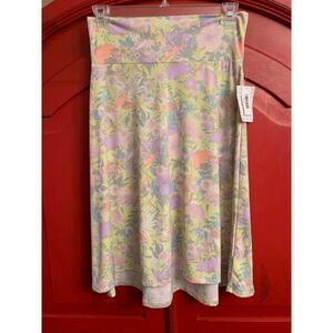NWT LuLaRoe Azure Large Pastel Floral Skirt Boho Cottage Core Yellow Pink Violet